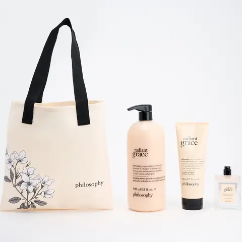 philosophy 3-piece grace fragrance layering set w/ floral tote Body Care Gel