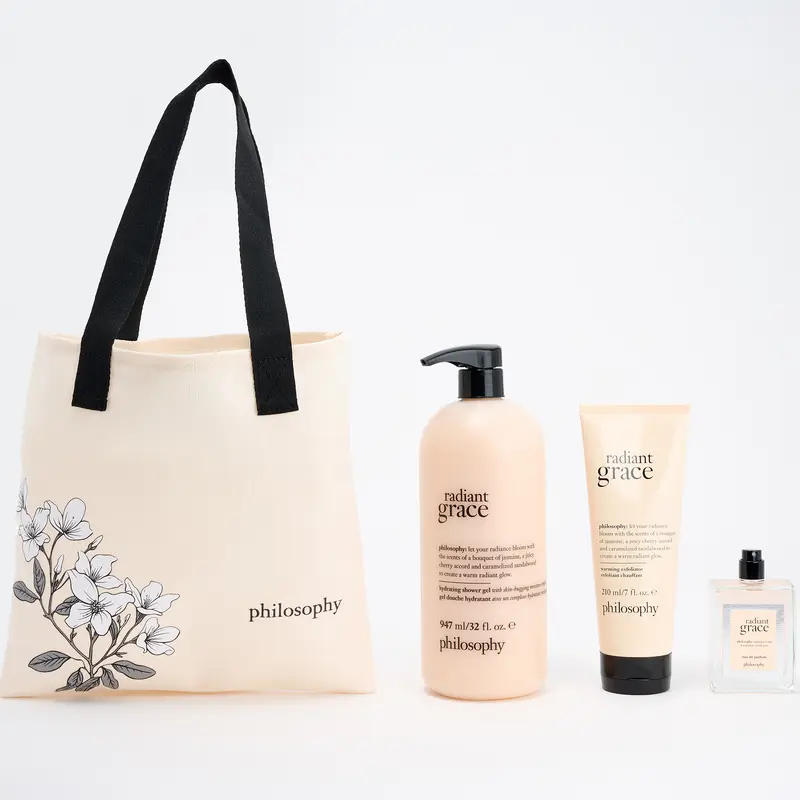 philosophy 3-piece grace fragrance layering set w/ floral tote Body Care Gel