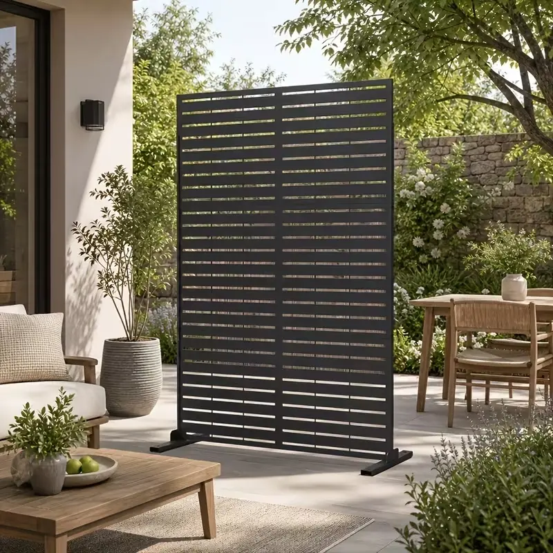 Aoxun 72-in Galvanized Steel Freestanding Partition Screen - Rustproof Slatted Privacy Screen, Rectangular Modern Room Divider for Patio, Garden