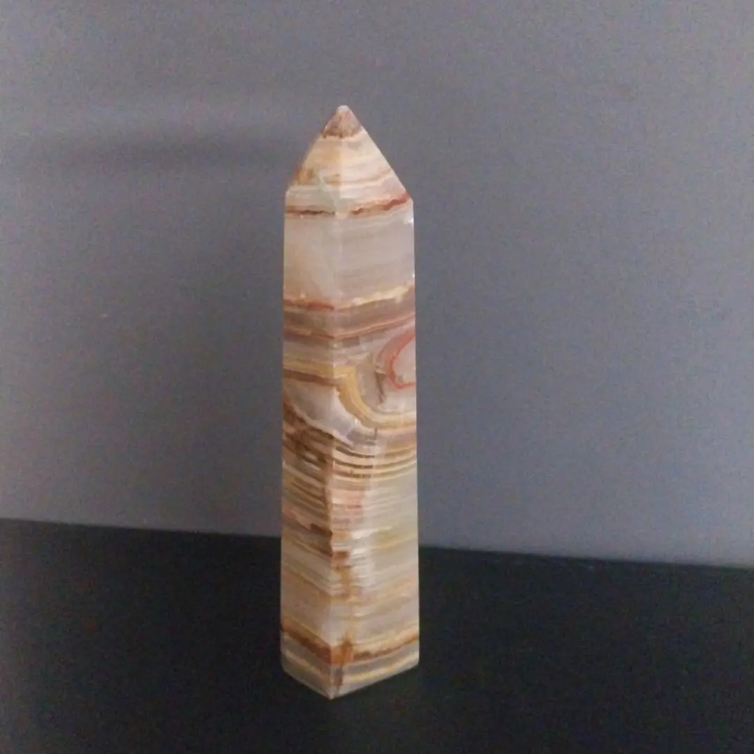 Banded Onyx Crystal Point Tower: 5 Inches Tall