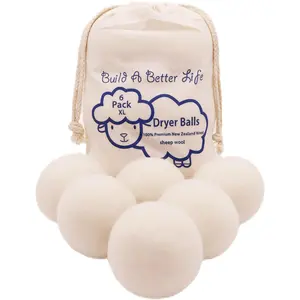 Wool Dryer Balls-Pack of 6,Premium Reusable New Zealand Natural Fabric Softener,Saves Drying Time, Handmade-Upgraded Version