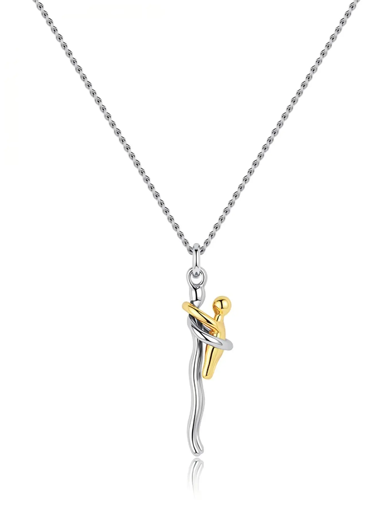 Hugging Pendant Necklace, Minimalist Jewelry for Mother and Child on an Adjustable Long Chain, Meaningful Birthday Gifts for Mom, Valentine’s Day, Meaningful Gifts, Everyday, Unisex, Hugging Necklaces, Anniversary, Casual, Chain Jewelry Necklaces