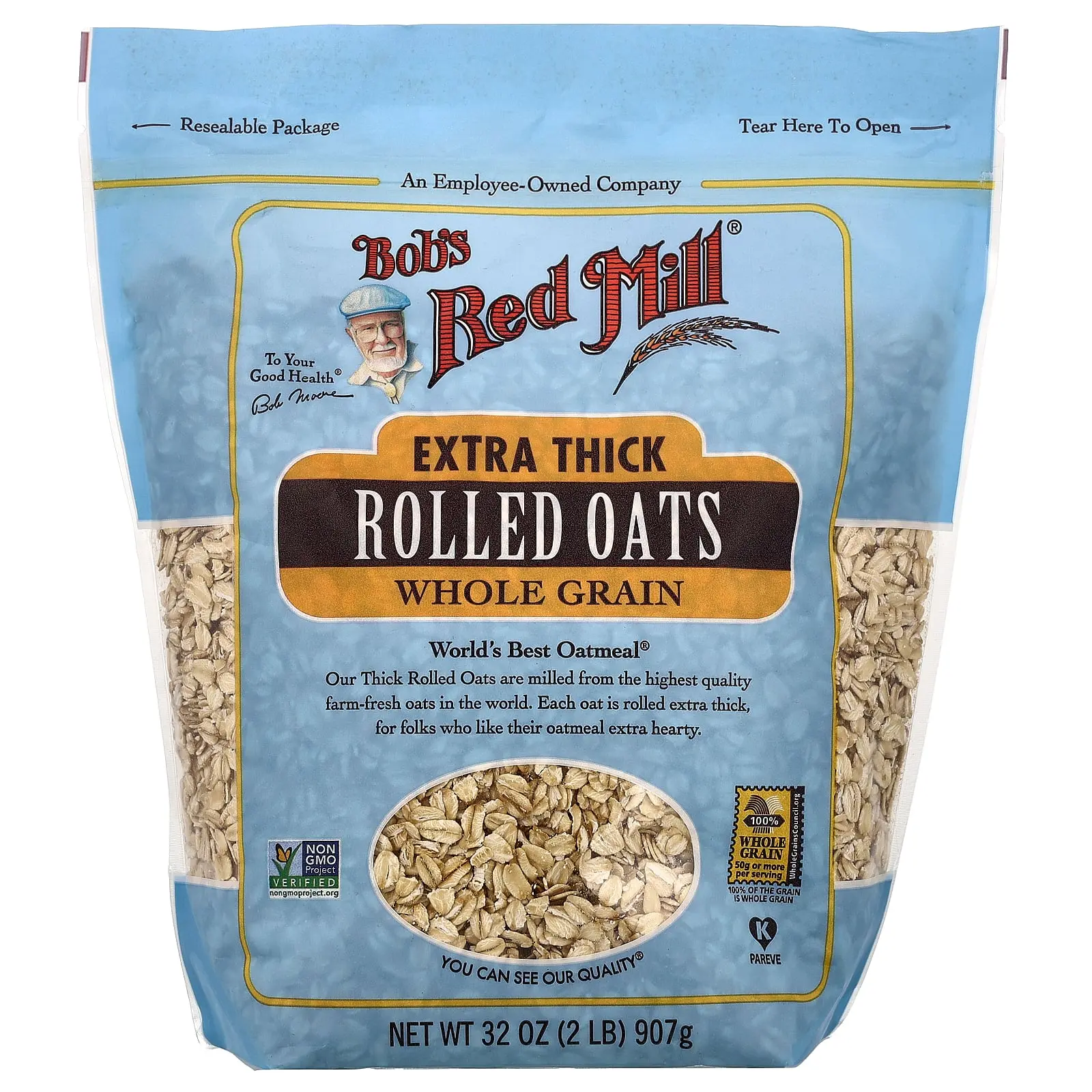 Bob's Red Mill Extra Thick Rolled Oats, Whole Grain, 32 oz (907 g) Bob's Red Mill Extra Thick Rolled Oats, Whole Grain, 32 oz (907 g)