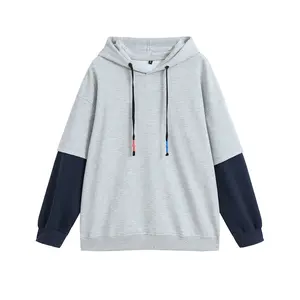 GURUNVANI Fashion Hoodies Men's Color Block Pullover O-Neck Hooded Sweatshirt Patchwork Tops Casual