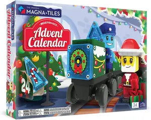 2025 Magnetic Building Advent Calendar, 34-Piece Construction Set with Daily Surprises, Creative STEM Toy for Kids