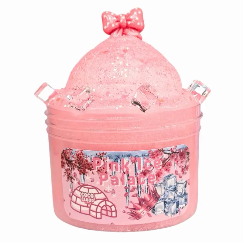 Pink Ice Palace Slime, Jelly Slime Base, Rose and Japanese Cherry Blossom Scented Slime, Comes with clay igloo, coquette charm, 4 fake ice cubes by Coco Cloud Slimes