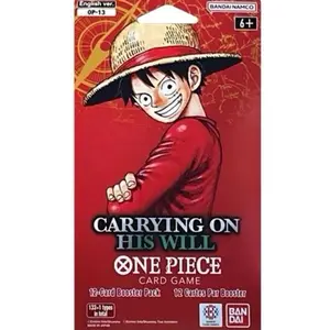 Bandai Namco Carrying On His Will Sleeved Booster Pack OP13 One Piece Card Game 12 Card Pack for Casual Wear Modern Aesthetic Unique Accessory