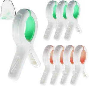 Beach Towel Clips for Beach Chairs Cruise, Strong Grip Clothes Pins Non-Slip Pool Chair Clips Plastic Quilt Drying Pegs for Laundry Towel Clothes Blankets Set of 8, with Bag(Orange+Green)
