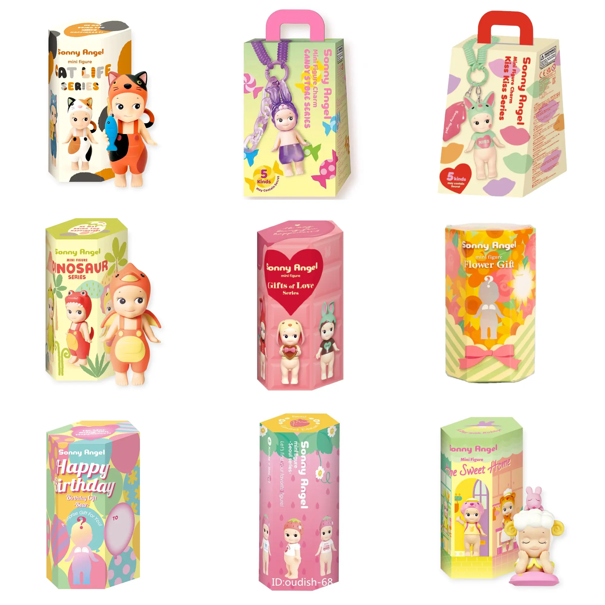 [Full Set of 9 Series] - Sonny - Angel Mini Figure Limited Edition – Cat Life, Candy Charm, Kiss Kiss, Dinosaur, Gifts of Love, Flower Gift, Birthday, Seoul & Sweet Home Series Blind Box