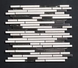 Stainless Steel Glass and Haisa Marble Glass Mosaic Tile