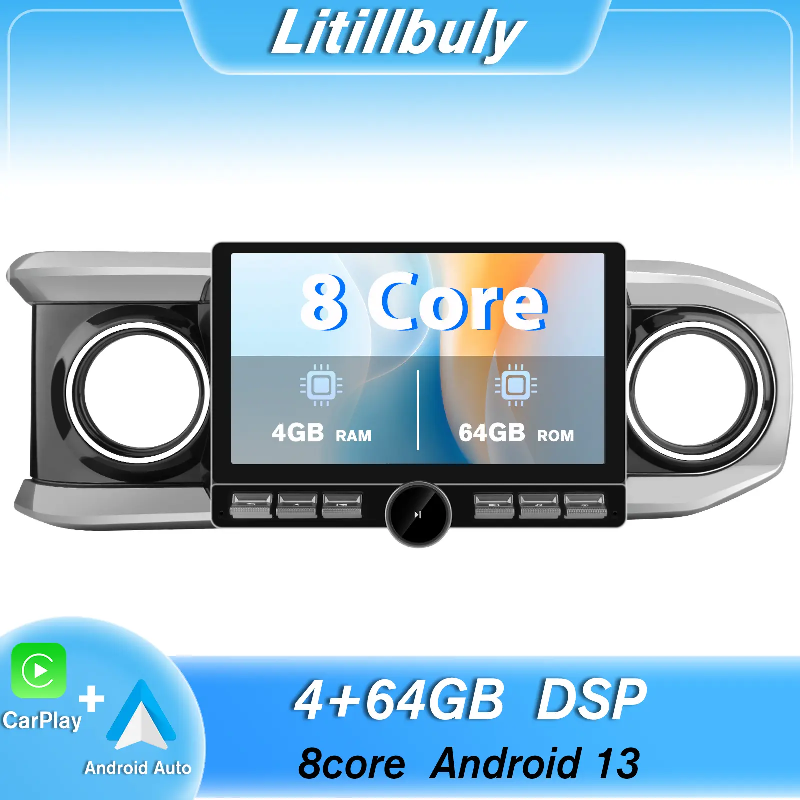 Car Stereo for Toyota Tacoma 2016-2021 Touch Screen with Android Auto Wireless Carplay, Bluetooth WIFI supports GPS Navigation