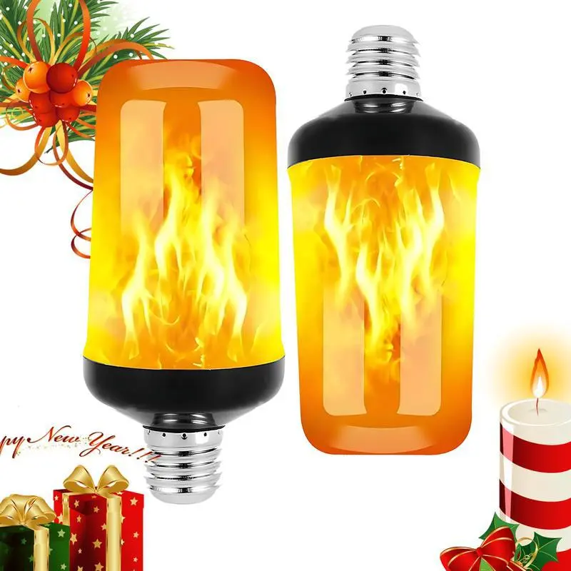 8-PACK Upgraded LED Flame Bulbs, Multi-Mode Flashing Bulbs with Inverted Effect, E26 Base Flame Bulbs, Suitable for Christmas, Halloween, Parties, Patios, Porches, and Home Holiday Indoor/Outdoor Decorations - 2-Pack