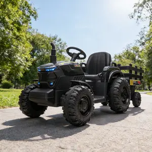 Garvee 12V Kids Ride On Tractor with Trailer – Dual 40W Motors – LED Headlights – USB/MP3 – Battery Powered Electric Farm Vehicle for Boys & Girls – Perfect for Outdoor Backyard Play – Red