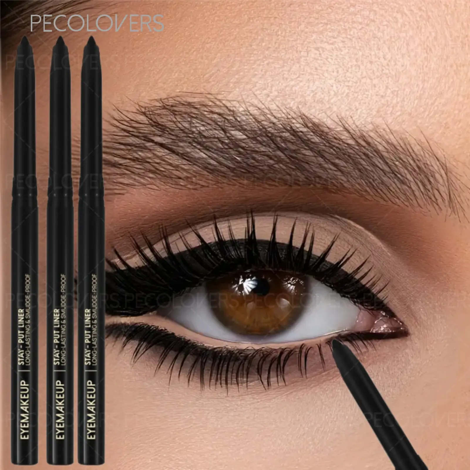 3pcs Waterproof & Sweatproof Black Eyeliner Pencils, Smudge-Proof, Easy-To-Apply, Quick-Dry, Enhance eye makeup, Professional & Everyday Use, Eye Liner Tools, Suitable For Beauty Enthusiasts And Beginners, Eye Makeup Supplies, Eyeliner Cosmetic