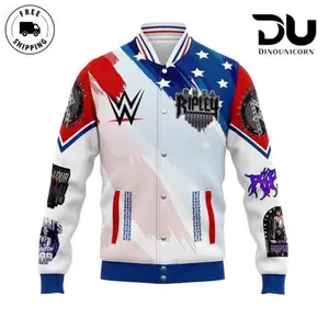 Rhea Ripley Mami WWE Varsity Jacket Gothic Punk Aesthetic Wrestling Graphic Print Baseball Jacket Loose Fit Gen Z Street Style For Men Women Comfortable Sporty Fall Winter Outerwear Gear