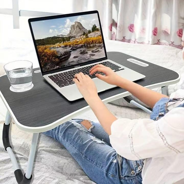 Portable Laptop Bed Table With Cup Holder Multifunctional Tray Holder Tablet Card Slot Stable Foldable Durable For Eating Reading Writing On Bed Sofa Or Floor