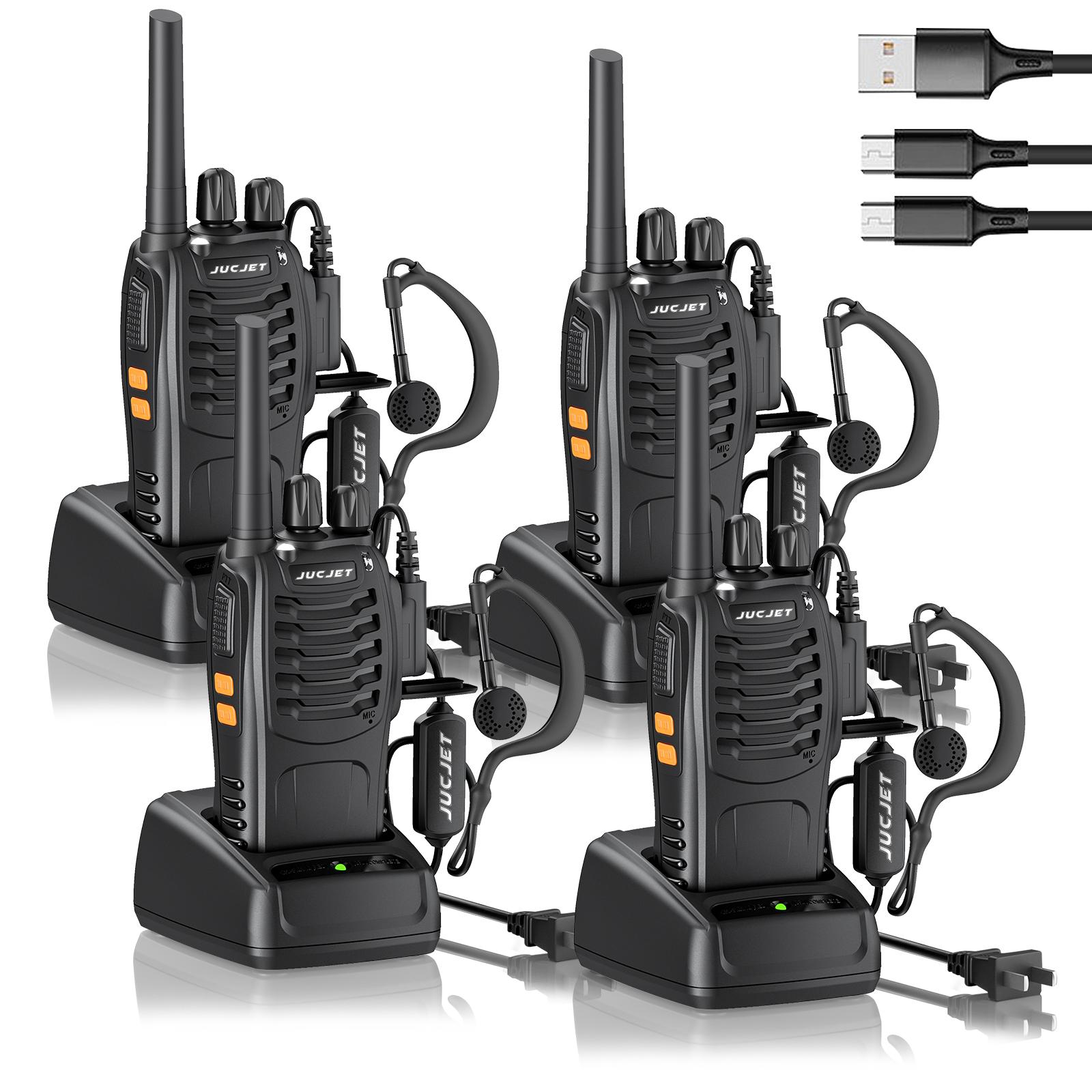 Walkie Talkies 16 Two Way Radio with Earpieces,2-Way Radios UHF Handheld Transceiver WalkyTalky, with2-in-1 Type-C & Station4 Pack