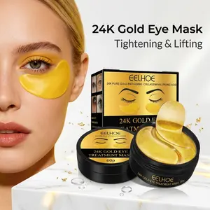 60Pcs 24K Gold Eye Mask, Anti-Wrinkle Hydrating Firming Under Eye Patches, Brightening Lifting Eye Skin Care