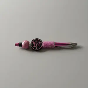 Magenta Faith Over Fear Beaded Pen with Sparkling Beads and Silver Trim for Stylish Writing