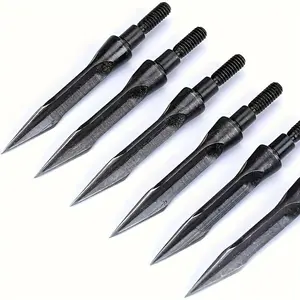 6PCS  Archery Broadheads 125 Grain Traditional Hunting Broadheads Screw-in Arrow Heads Arrow Tips for Bow Hunting Target Shooting