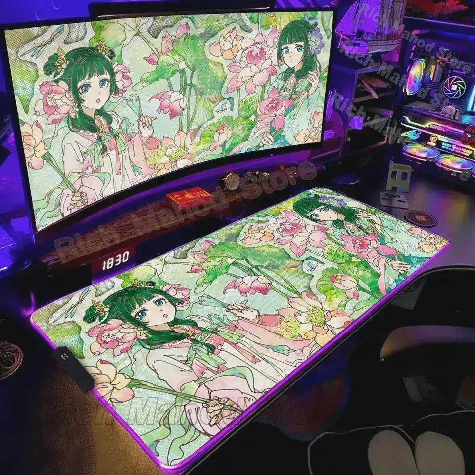 The Apothecary Diaries Mouse Pad RGB Gaming Desk Mat Gamer Large LED Light XXL Maomao MousePads PC Computer Carpet accessories