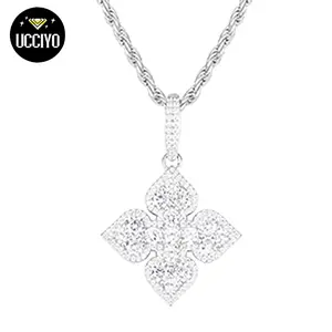 【#P420】S925 Sterling Silver Synthetic Moissanite Pendant Necklace Cross Heart Shaped Pendant Necklace Suitable for Men and Women Hip Hop Rap Jewelry Gift Fashion Jewelry Accessories