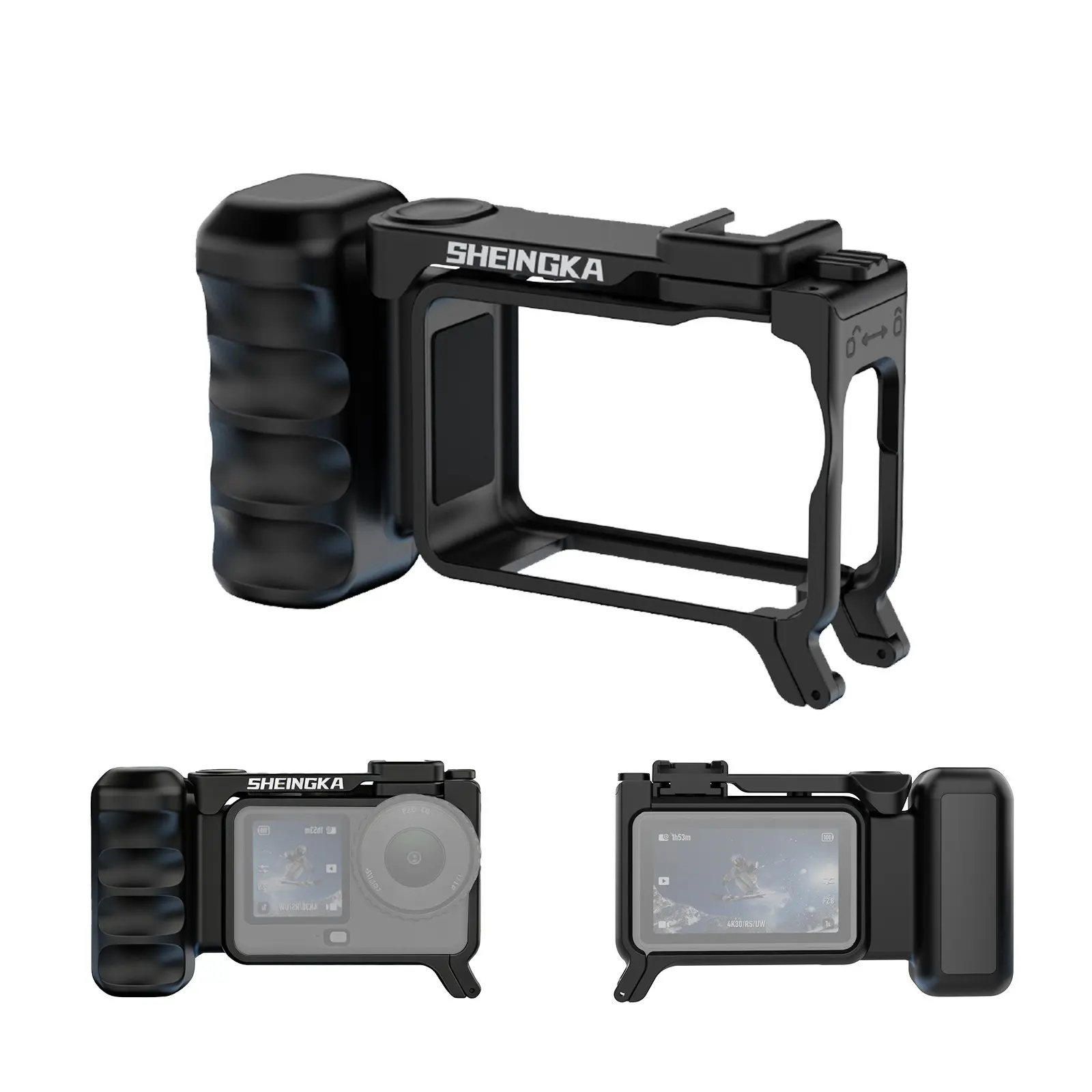 Universal Handheld Camera Grip Frame Durable Plastic for Dji Osmo Action 6, Quick Release Protective Cover, Cold Shoe Accessory, Ideal for Video Recording