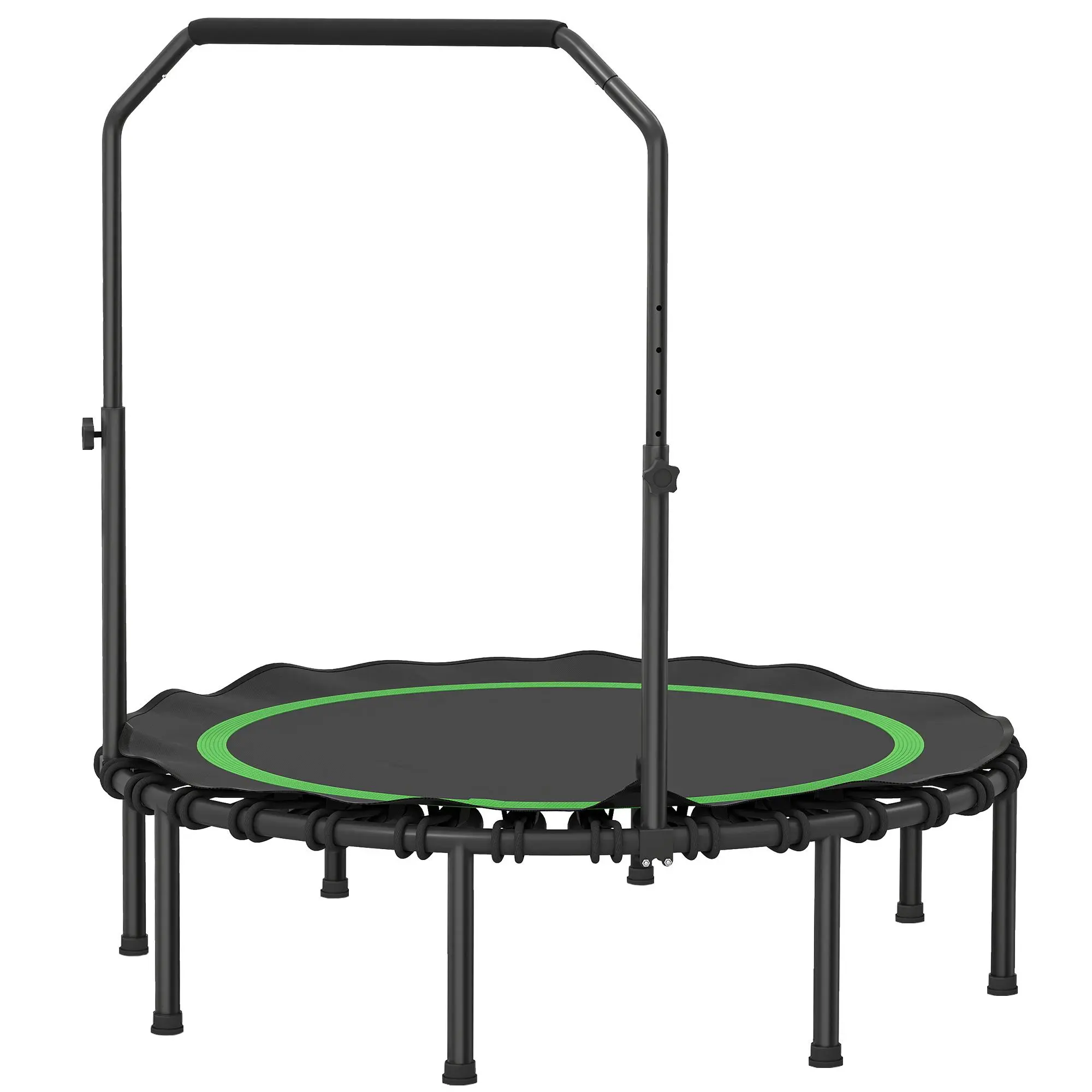 48" Foldable Mini Rebounder Trampoline for Adults - Indoor & Outdoor Green Fitness Trampoline with Adjustable Handle Bar