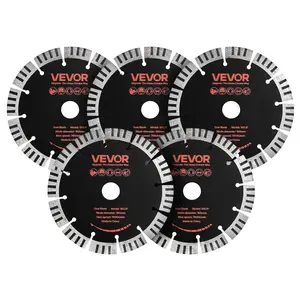 VEVOR Diamond Blades 6.3 inch, 5-Pack Wall Chaser Saw Blade Cutting Blade, 0.87 in Arbor, High-Hardness Diamond Segments, 65Mn Steel Core, Dry Wet Cutting, Clean Edges for Concrete Brick Stone Cement