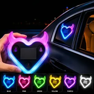 Car Solar Powered Heart Shaped Window Ambient Light LED Neon Interior Decorative Atmosphere Lamp