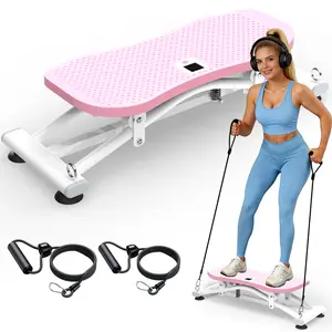 【SAVEYOUR】Sliding Ski Simulator with Resistance Bands,Workout Equipment with Non-Slip Mat, Low Impact Cardio Trainer for Indoor Fitness, Core, Legs and Arms.