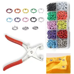 100 Sets Metal Snaps Buttons with Fastener Pliers Press Tool Kit Perfect for DIY Crafts Clothes Hats and Sewing, Snap Button Fasteners Kit for Clothing Sewing(9.5mm / 400 PCS)