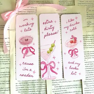 martini aesthetic bookmark | i like my drinks cold and my books hot | i'm working late cause im a reader | extra dirty please | romance