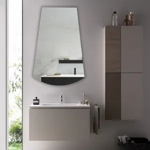 Reflection Verical/Horizontal Hanging Arched-Rectangle Shaped Frameless Wall Mirror 35" Height
