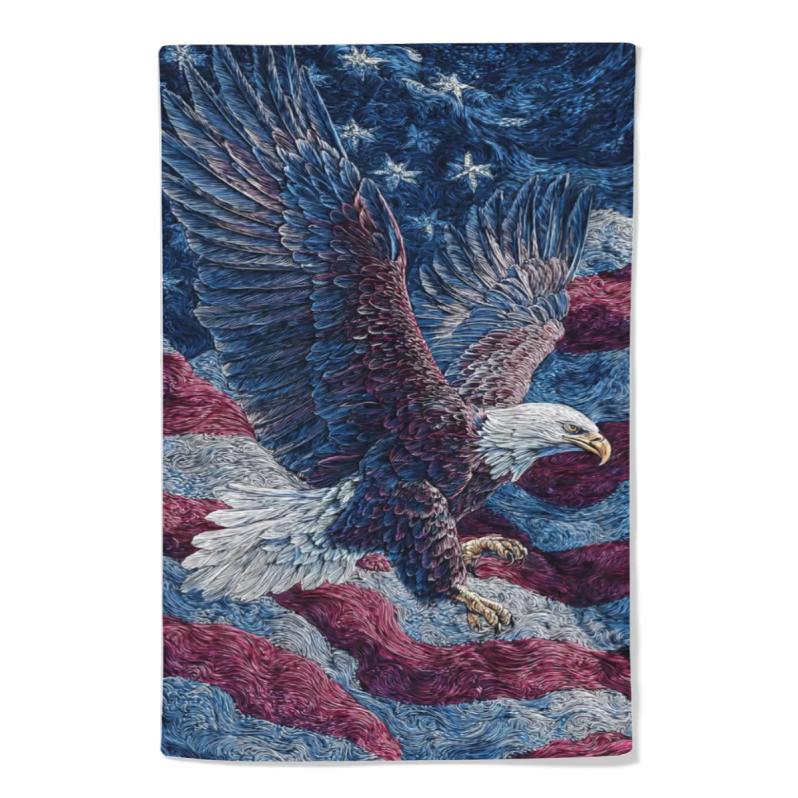 Textured Painting Style Eagle USA Flag Microfiber Towel 40×60cm, Patriotic Absorbent Bathroom Hand Towel