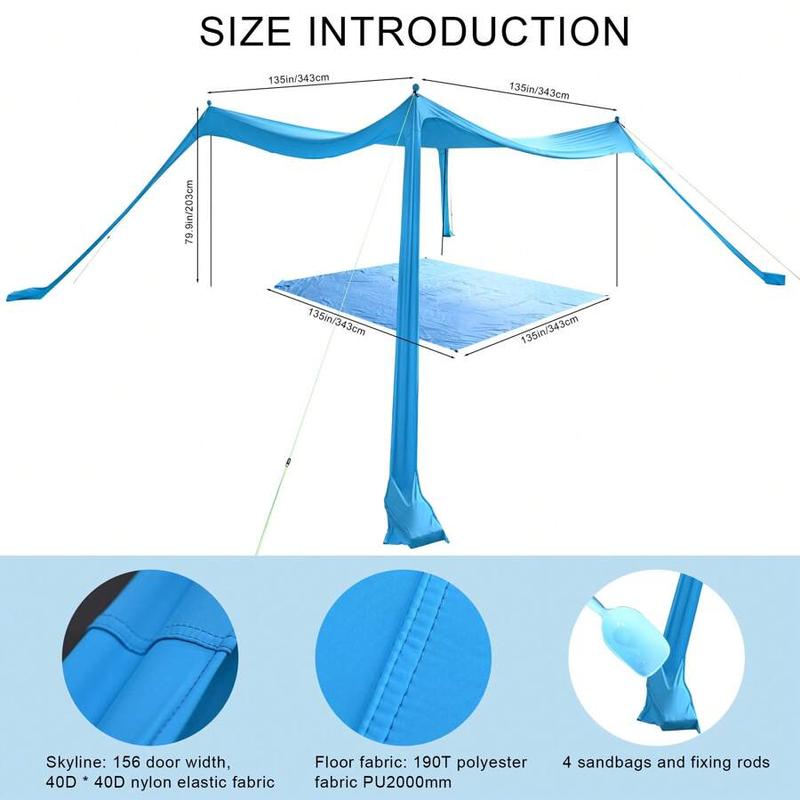Beach Canopy Beach Tent 10x10 FT Easy To  Windproof  Sun Beach Shde Canopy Outdoor Shade For Beach Camping Family