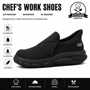 Waterproof Non Slip Chef Work Shoes | Oil Resistant Anti Skid Kitchen Safety Footwear, Comfort Slip On Waterproof Working Sneakers For Restaurant Kitchen Staff