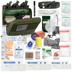 AQzxdc Tactical First Aid Kit with Triple Mag Pouch, IFAK Med Pouch Trauma Shears Tourniquet Combined EMT Emergency Supplies for Range Training, Camping, Hiking, Airsoft and Vehicle Emergency