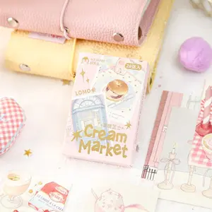 28 Pack Postcards Cream Market Series Illustration Style Cards Collectible Decorative Cards for Scrapbooking Handmade Gifts