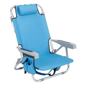 camp chair camping chair 63*65*82cm Short Oxford Cloth Silver White Aluminum Tube Bearing 100kg Beach Chair Blue