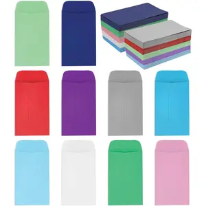 Coin and Small Parts Envelopes 2.25"x 3.5" with Gummed Flap 10 assorted colors Pack of 100 for Home and Office Use
