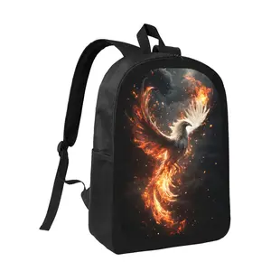 Phoenix in the Flame Backpack |   Stylish Black School Bag with Adjustable Strap, Large Capacity, Durable and Lightweight, Perfect for Boys and Girls, Casual Backpack |   Bold Graphic Design, Zipper Closure, Machine Washable, For Teenager, For Teenager