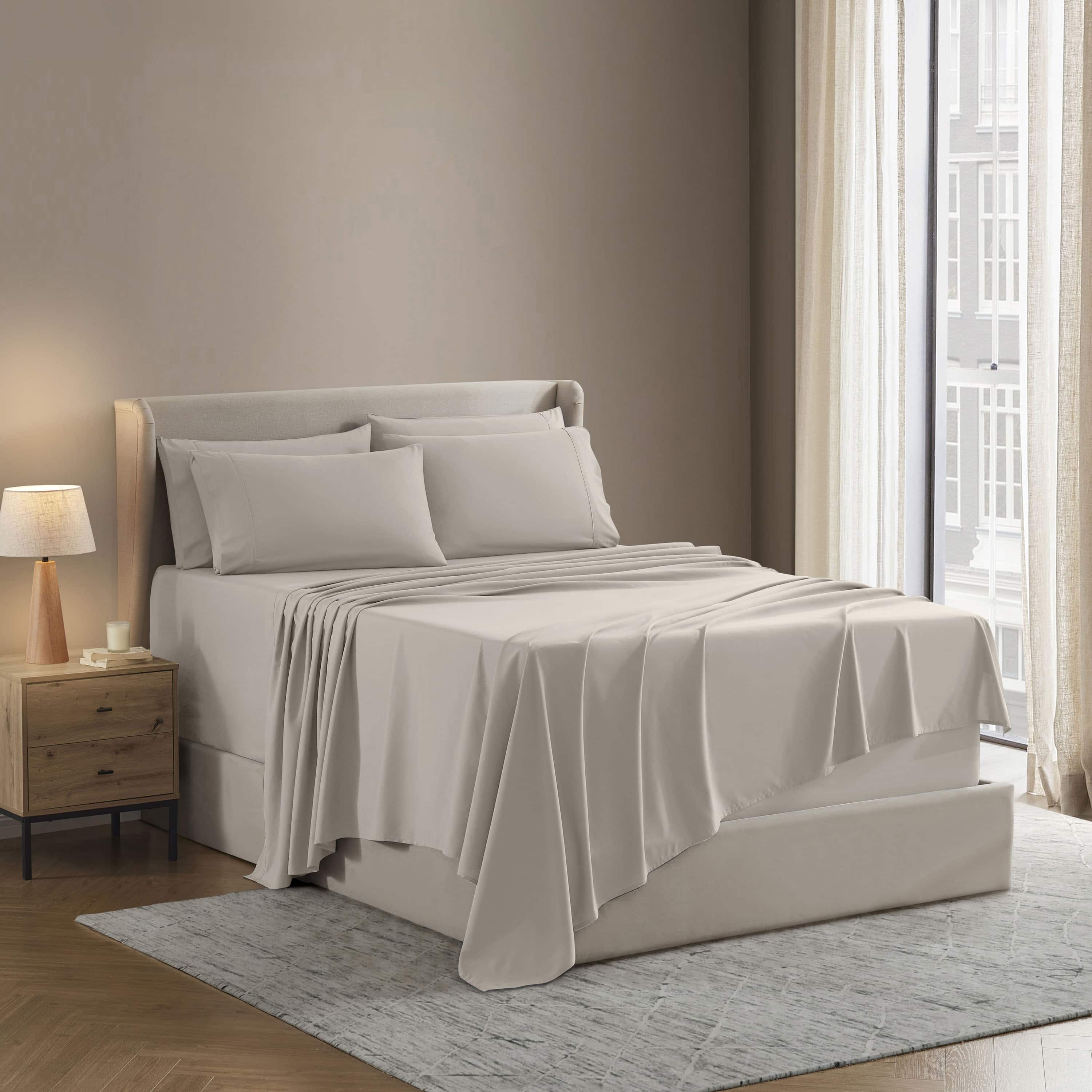 NESTL 6-Piece Extra Deep Pocket Soft Microfiber Bed Sheet Set, Silky Fitted Sheets, Soft Comfy Breathable Bedding, Wrinkle & Fade Resistant, Fits 18-24 in Mattresses