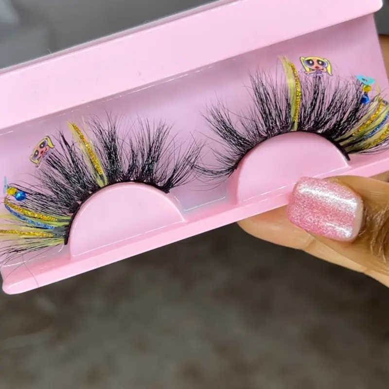 Bubbles Yellow Glitter Strip Lashes - Lightweight, Easy to Apply, Adorable Stickers, Perfect for Everyday Style - Eyelashes