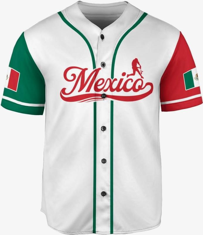 Mostprints Custom Mexico Baseball Jerseys Mexican Eagle & Flag Shirt for Teams, Mexico Shirts for Men & Women Size S-5XL (3XL)