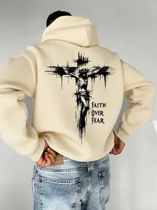 Faith Over Fear Hoodie – Men's Christian Cross Graphic Pullover