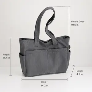 Women's Corduroy Tote Bag Large Capacity Lightweight Shoulder Bag for Travel Work School Casual Trendy Versatile High-quality Daily Commuting Bag with Secure Zipper Closure
