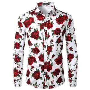 Men’s fashion urban-design 3D-printed slim-fit long-sleeve button-up shirt GARMENTARY