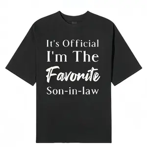 Men's "Favorite Son-in-Law" Letter Pattern Round Neck Short-Sleeved T-Shirt Classic 100% Cotton Dark Blue Breathable Stylish Casual Top  rock  tee moon  rocks macco