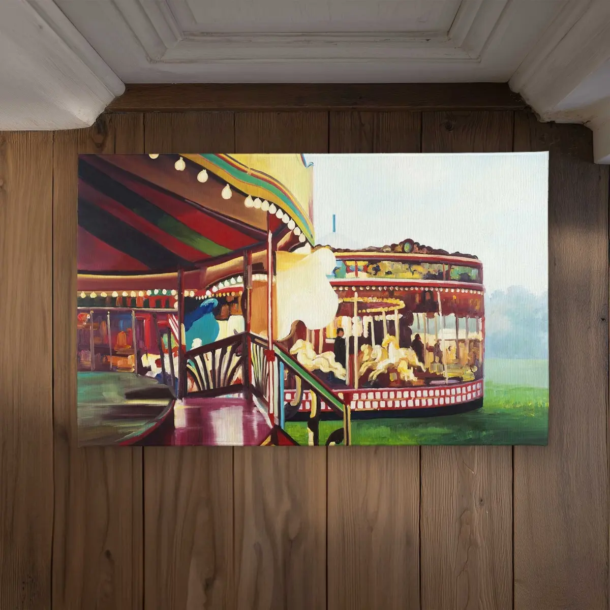 212 MAIN Carnival Theme Carousel Print Decorative Rug Mat, 21x34 in. Large Durable Polyester Loop Area Rug, Indoor-Outdoor Use, Playful Vibe, Living Room, CODM21346R19, Durable Area Rugs